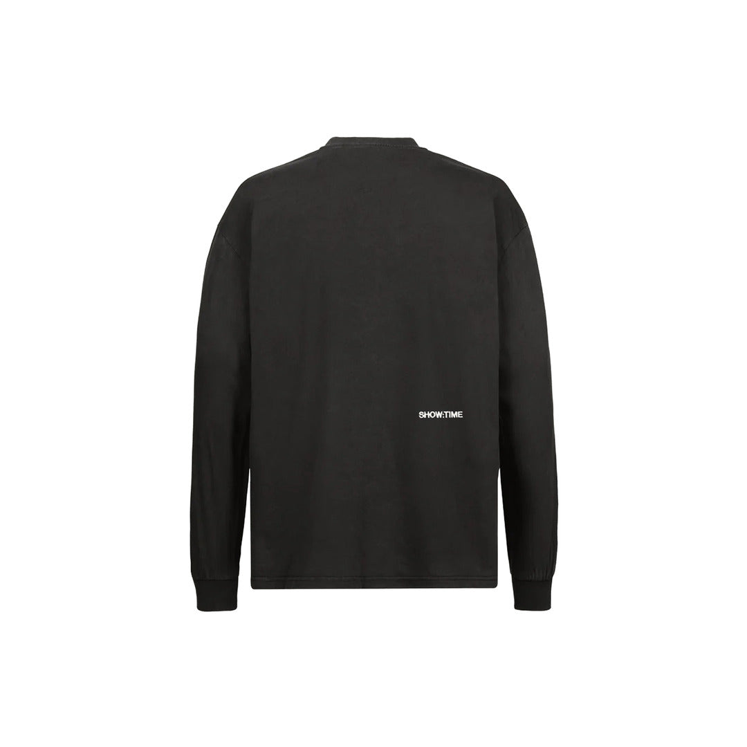 THE VINTAGE BLACK LONGSLEEVE - WHITE EMBROIDERY