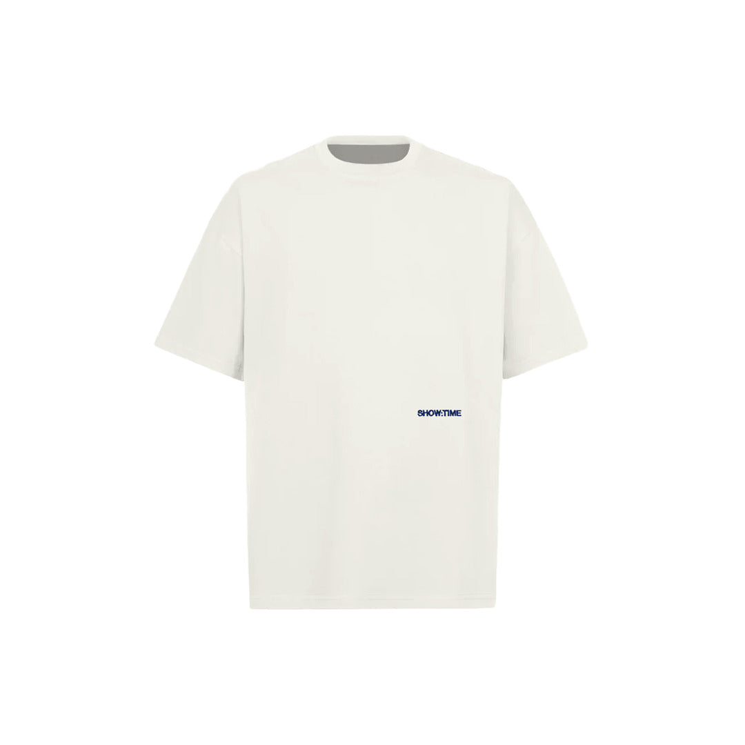 THE VINTAGE WHITE SHIRT - NAVY EMBROIDERY