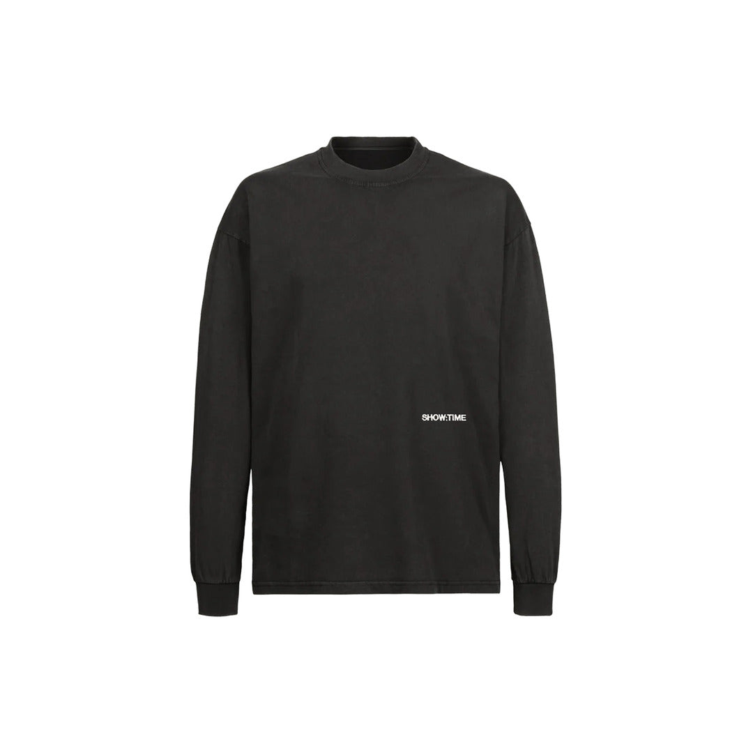 THE VINTAGE BLACK LONGSLEEVE - WHITE EMBROIDERY