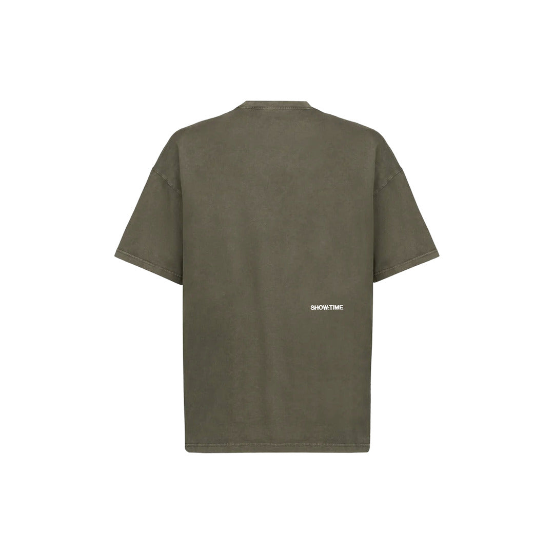 THE VINTAGE OLIVE SHIRT - WHITE EMBROIDERY