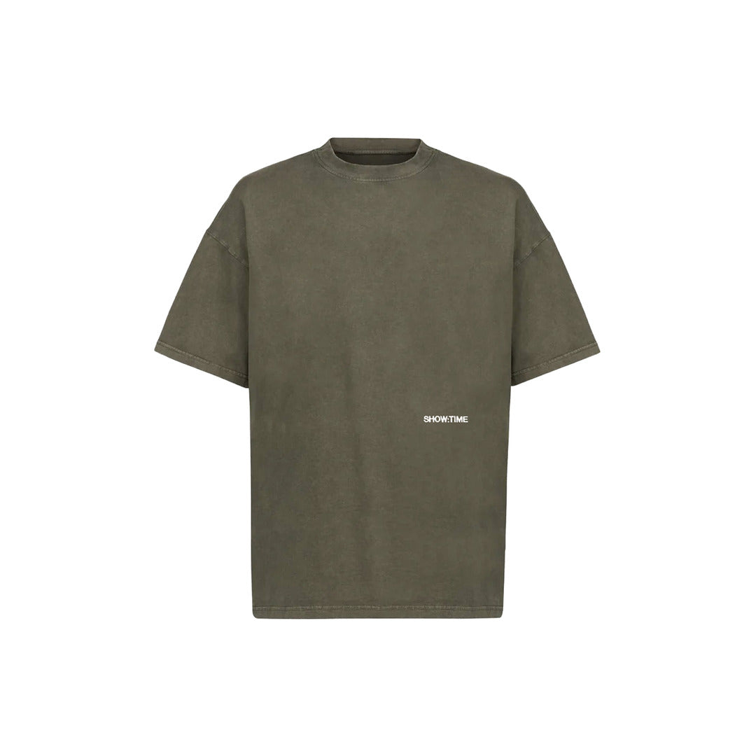 THE VINTAGE OLIVE SHIRT - WHITE EMBROIDERY