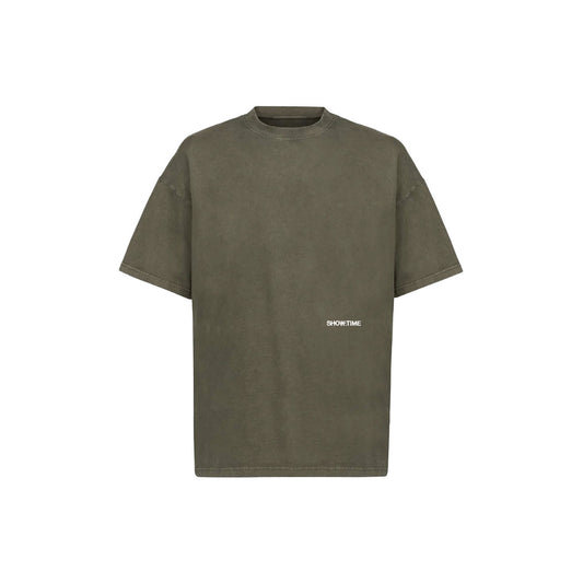 THE VINTAGE OLIVE SHIRT - WHITE EMBROIDERY