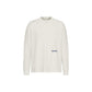 THE VINTAGE WHITE LONGSLEEVE - NAVY EMBROIDERY